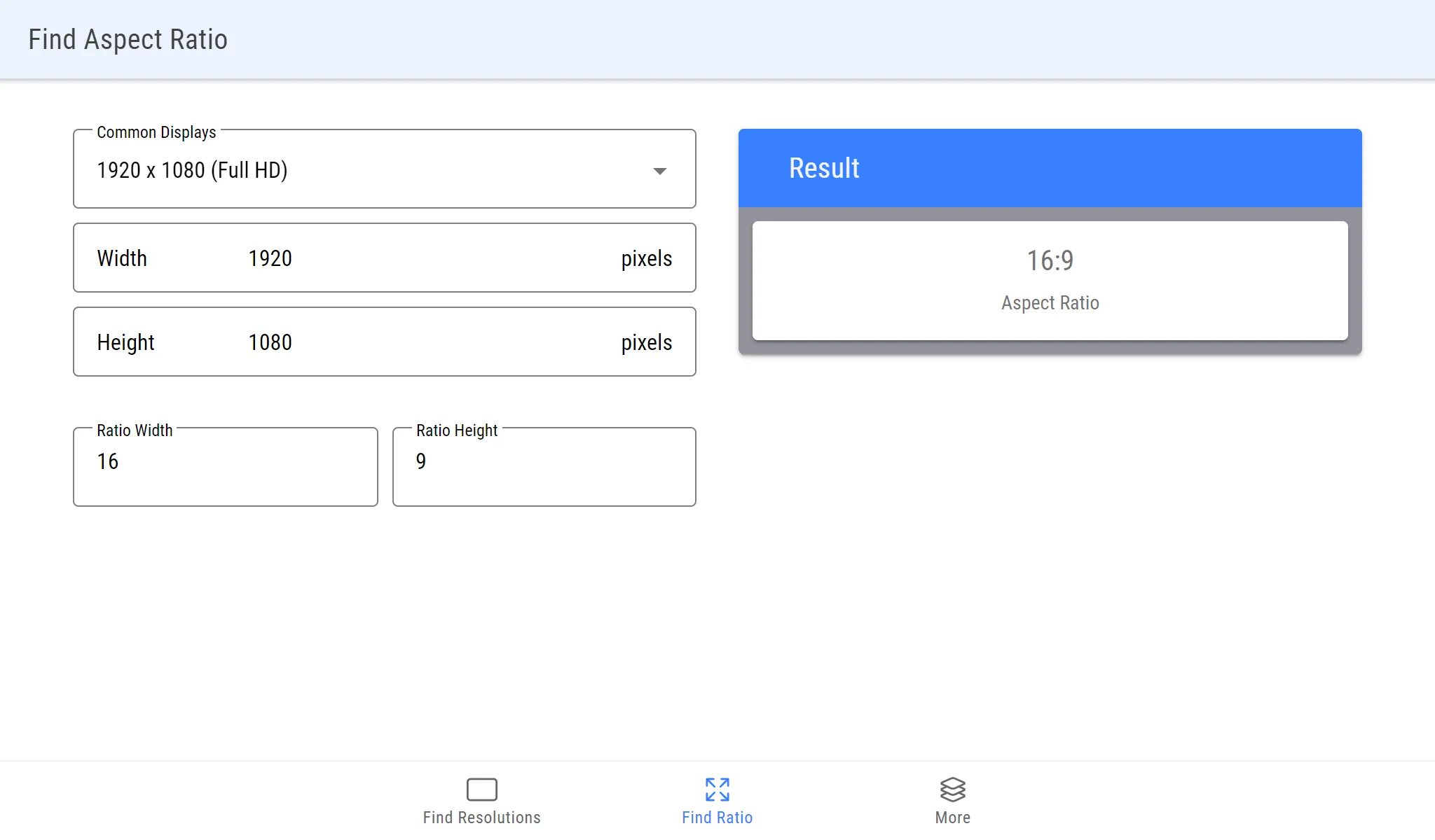 Aspect Ratio Calculator | Indus Appstore | Screenshot