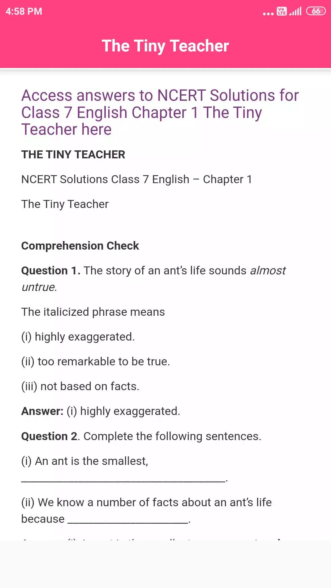 Ncert Class 7 English solution | Indus Appstore | Screenshot