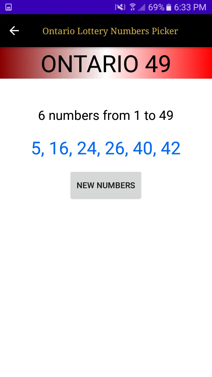 Ontario Lottery Numbers Picker | Indus Appstore | Screenshot