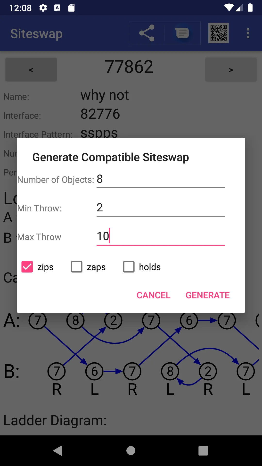 Siteswap Generator | Indus Appstore | Screenshot