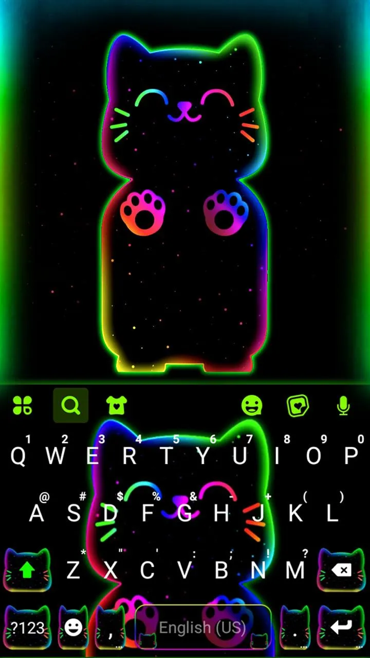 Neon Rainbow Cat Keyboard Them | Indus Appstore | Screenshot