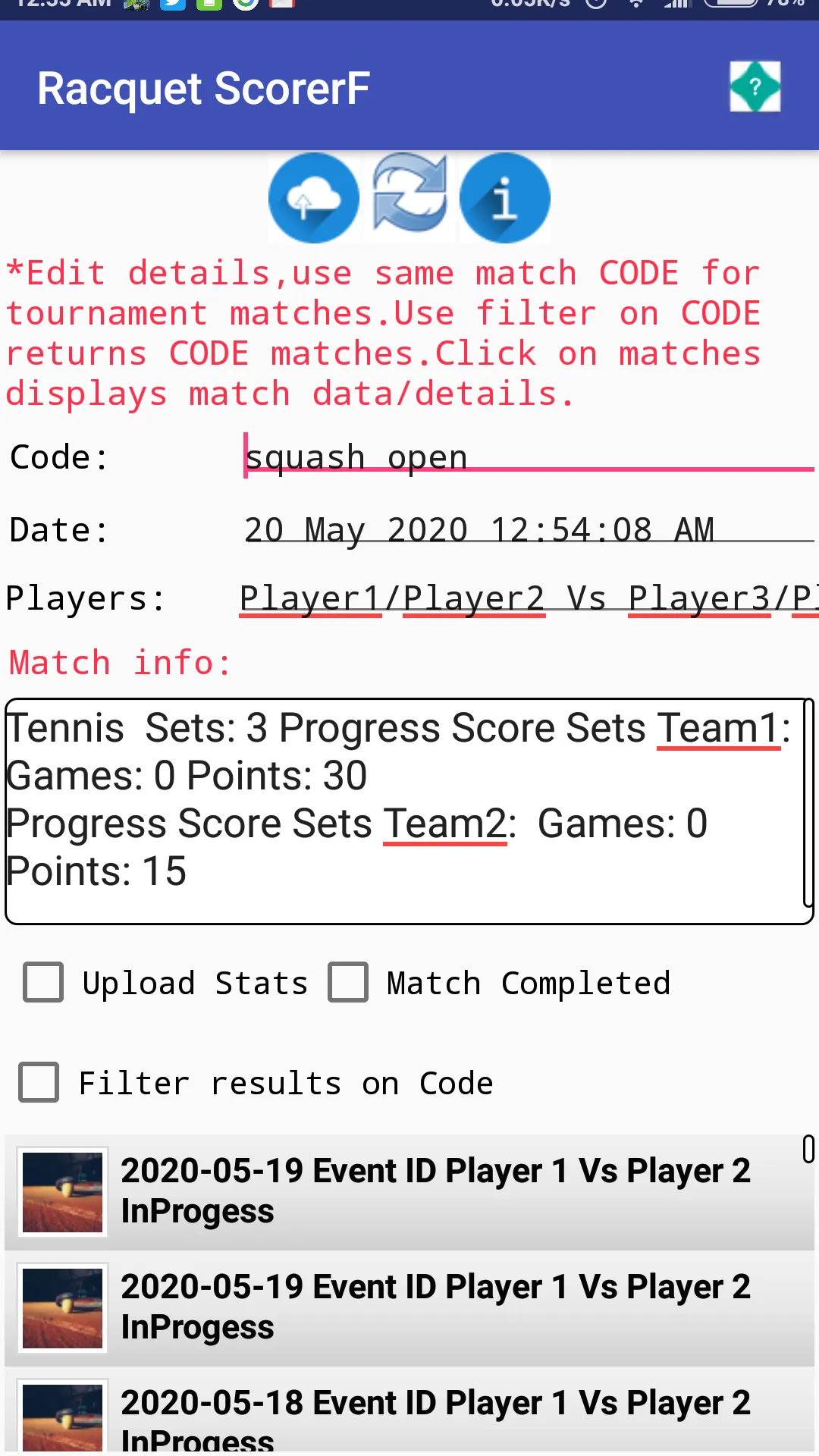 Racquet Match Scorer | Indus Appstore | Screenshot