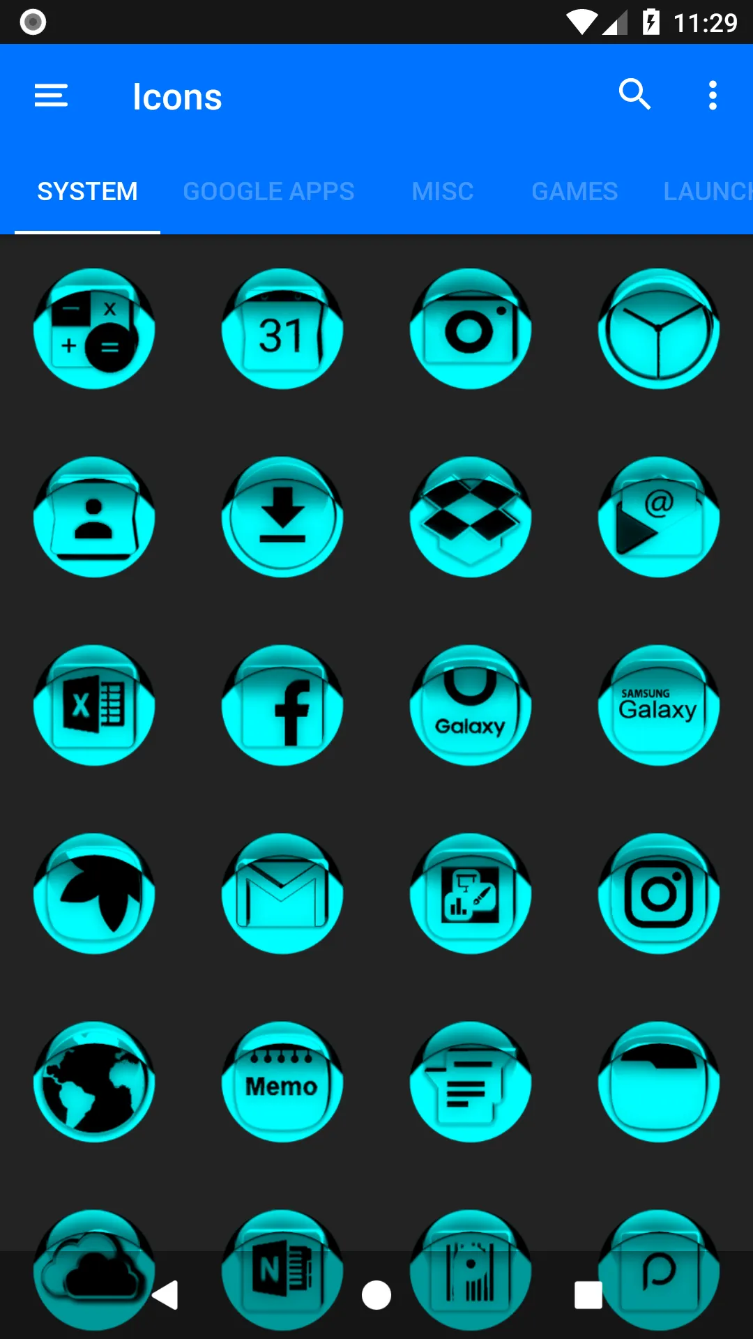 Cyan Icon Pack Style 1 | Indus Appstore | Screenshot