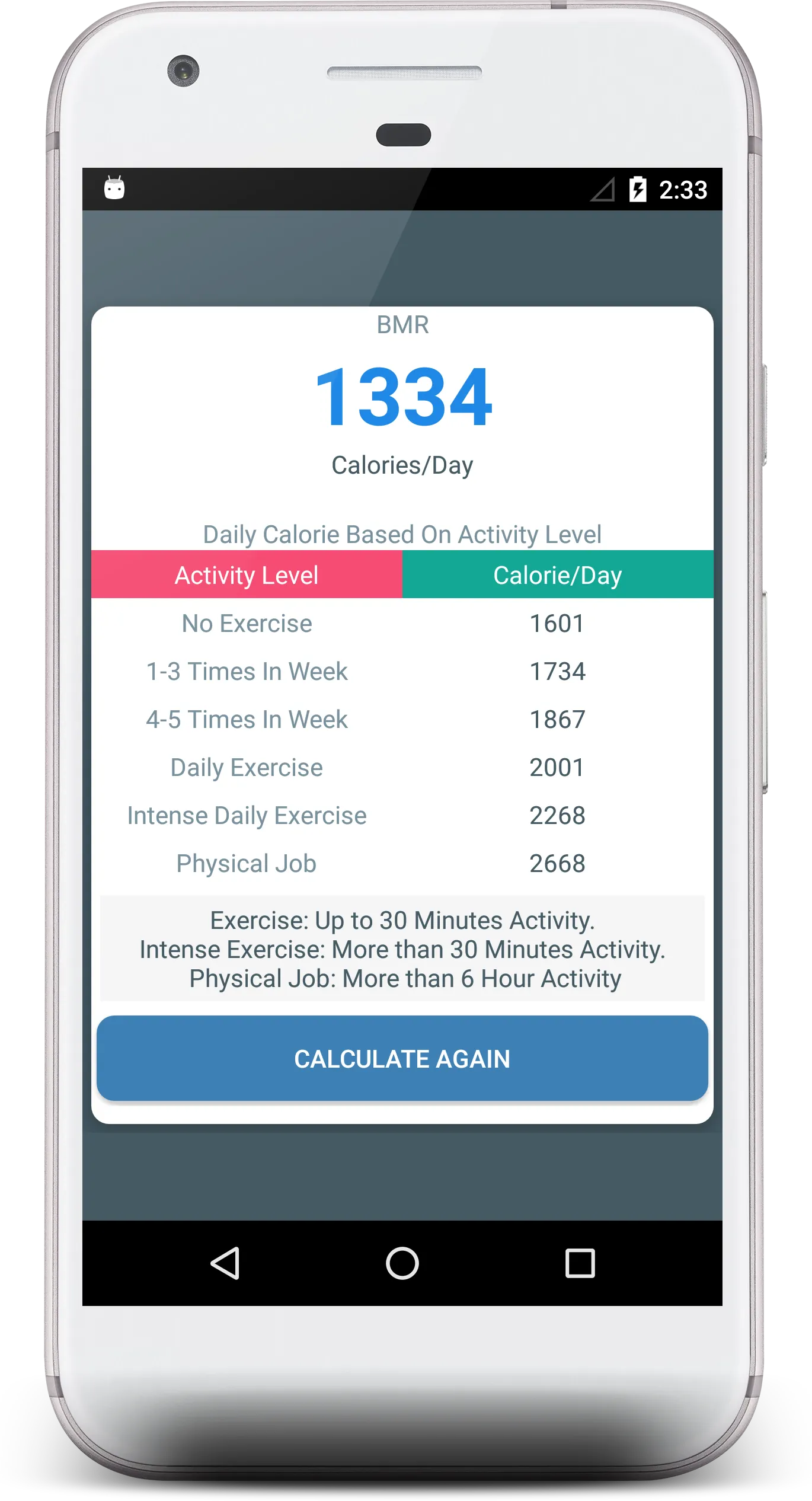 Basal Metabolic Rate Calculato | Indus Appstore | Screenshot