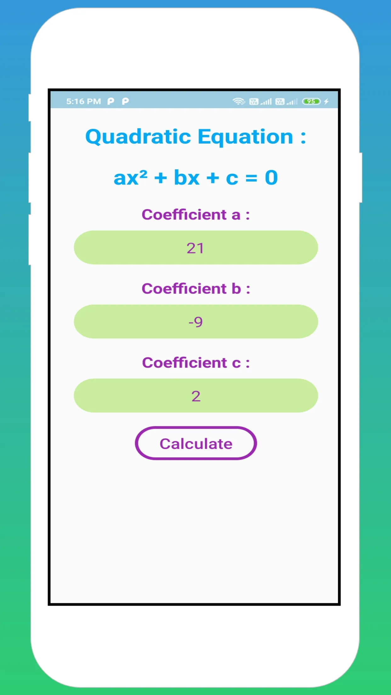 Quadratic Equation Roots Solve | Indus Appstore | Screenshot