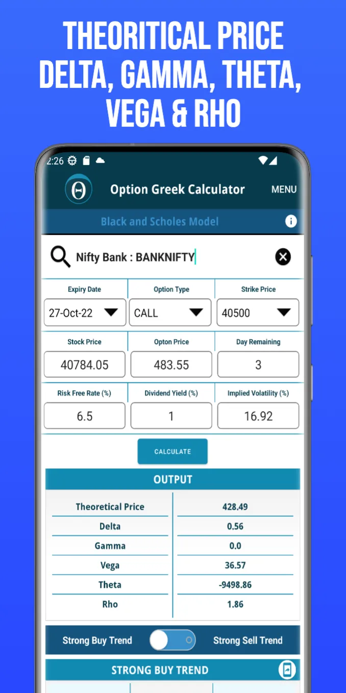 NSE Options Greek Calculator | Indus Appstore | Screenshot