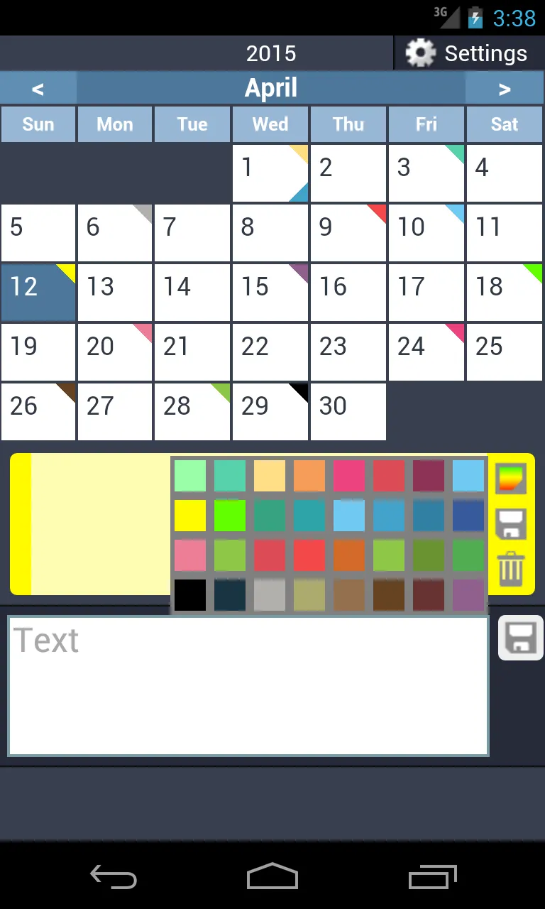 Calendar with Colors | Indus Appstore | Screenshot