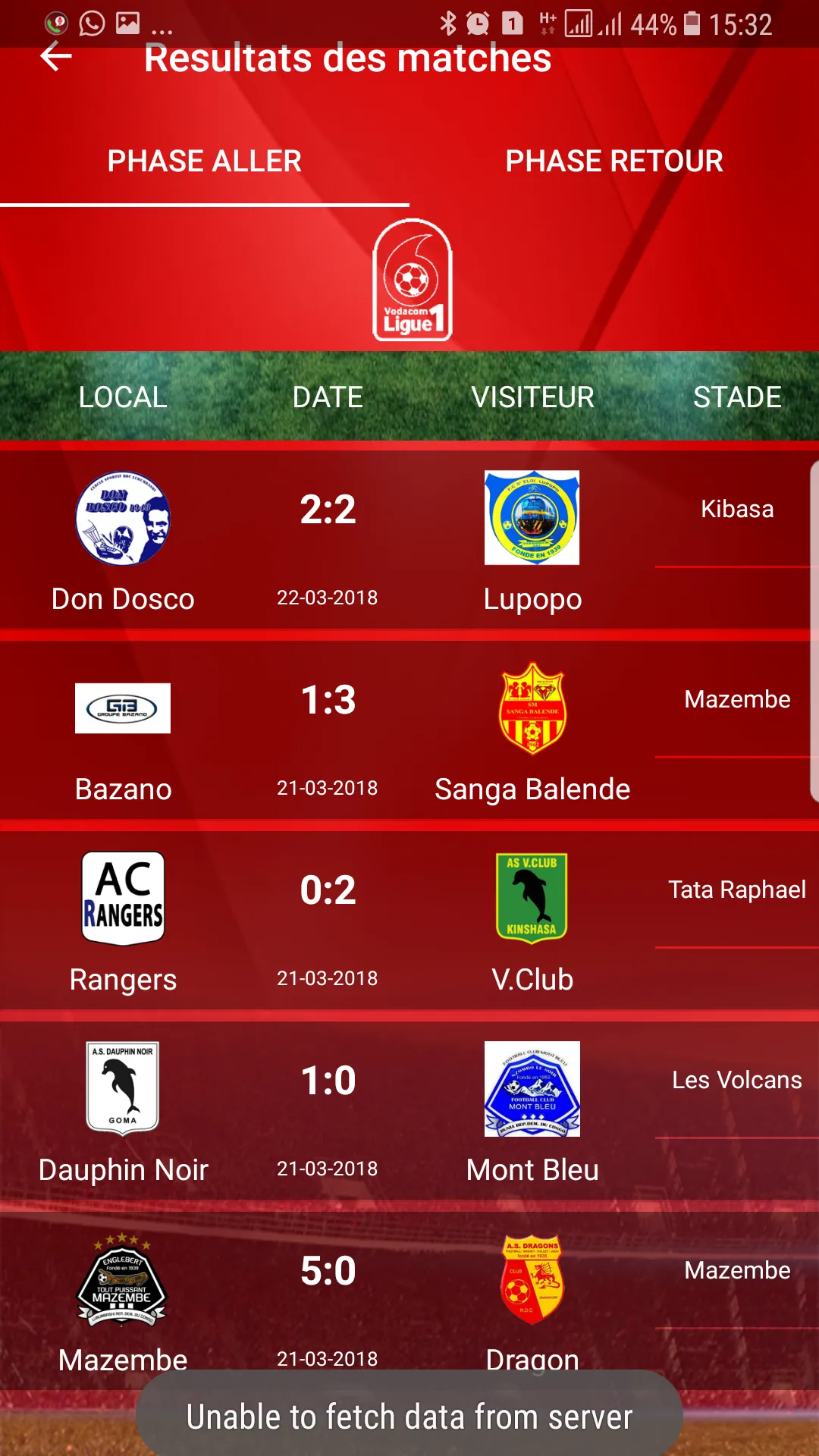 Vodacom Ligue 1 | Indus Appstore | Screenshot