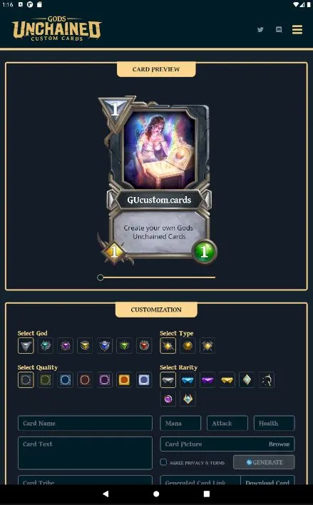 Gods Unchained - Custom Card G | Indus Appstore | Screenshot