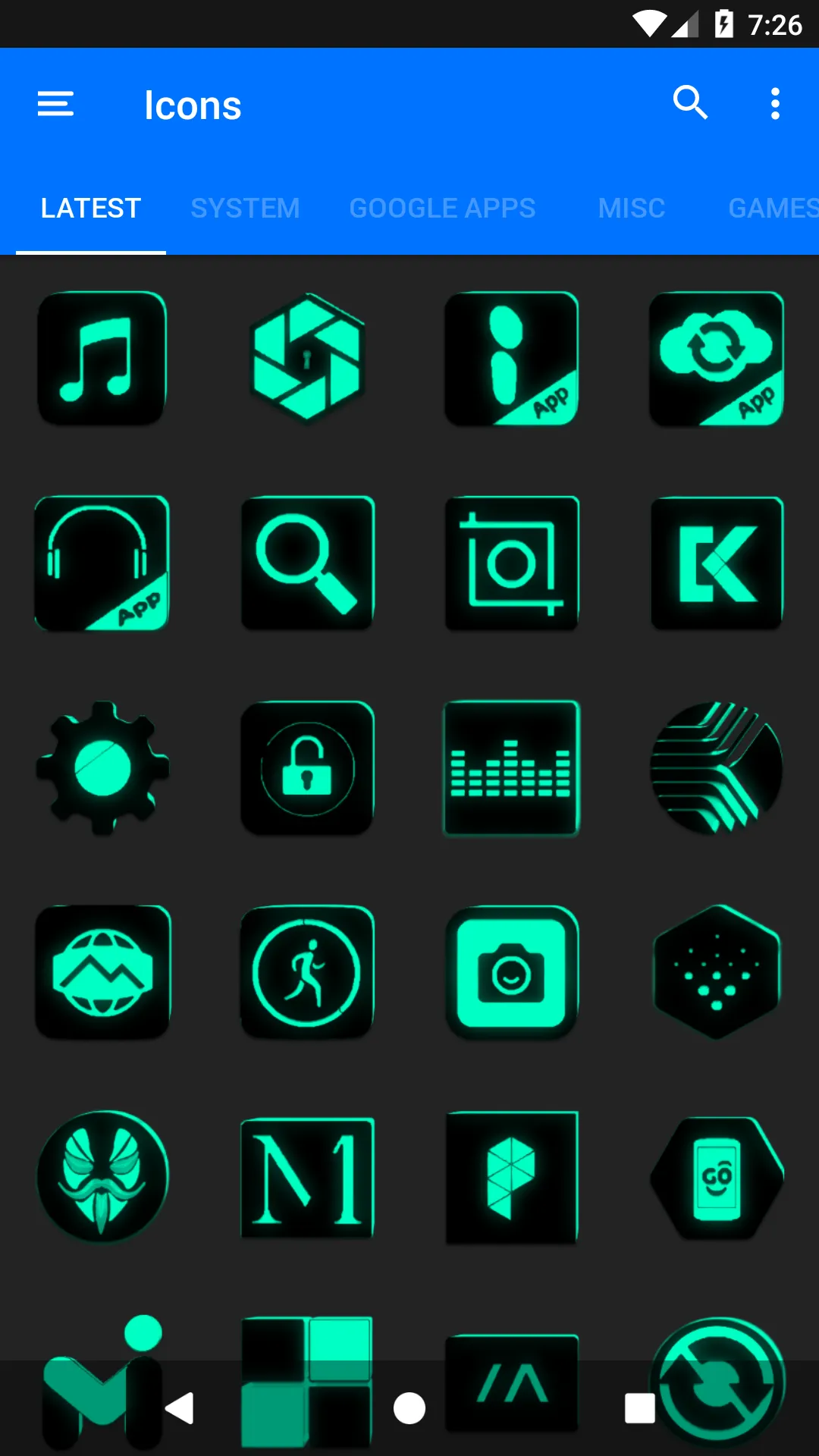 Flat Black and Teal Icon Pack | Indus Appstore | Screenshot