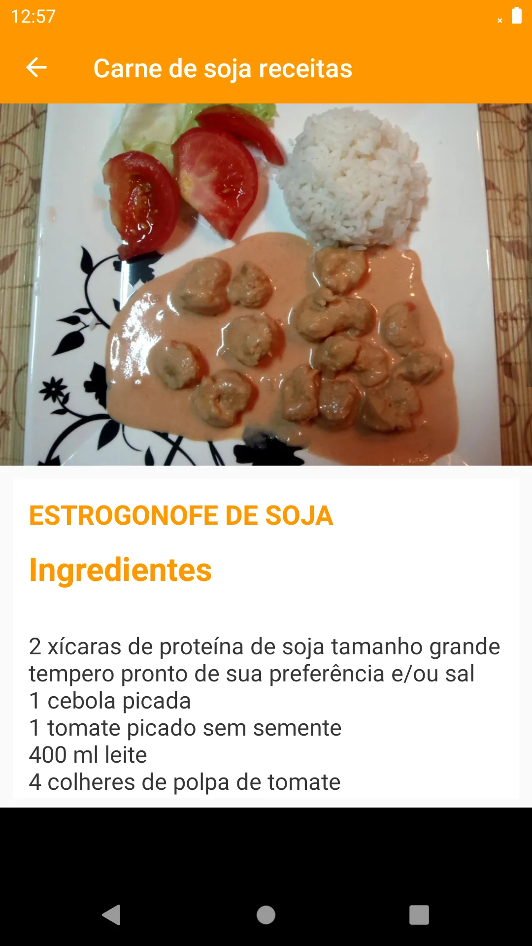 Receitas com Carne de soja | Indus Appstore | Screenshot