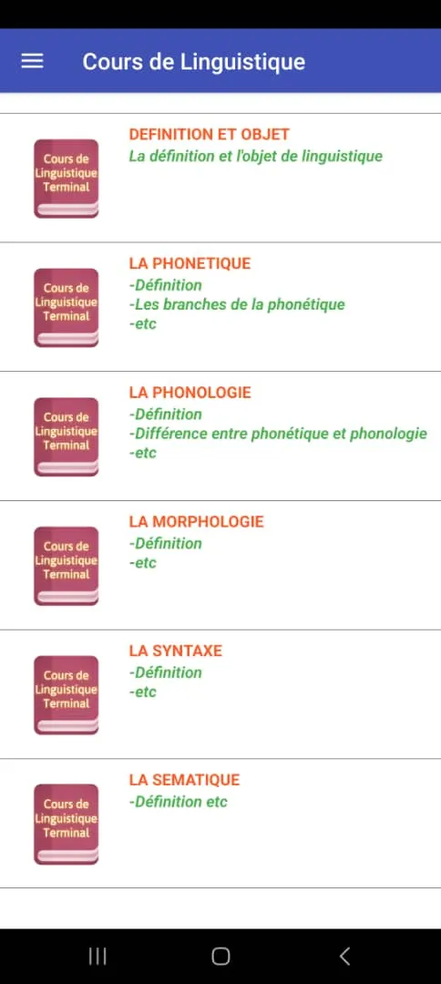 Cours de Linguistique | Indus Appstore | Screenshot