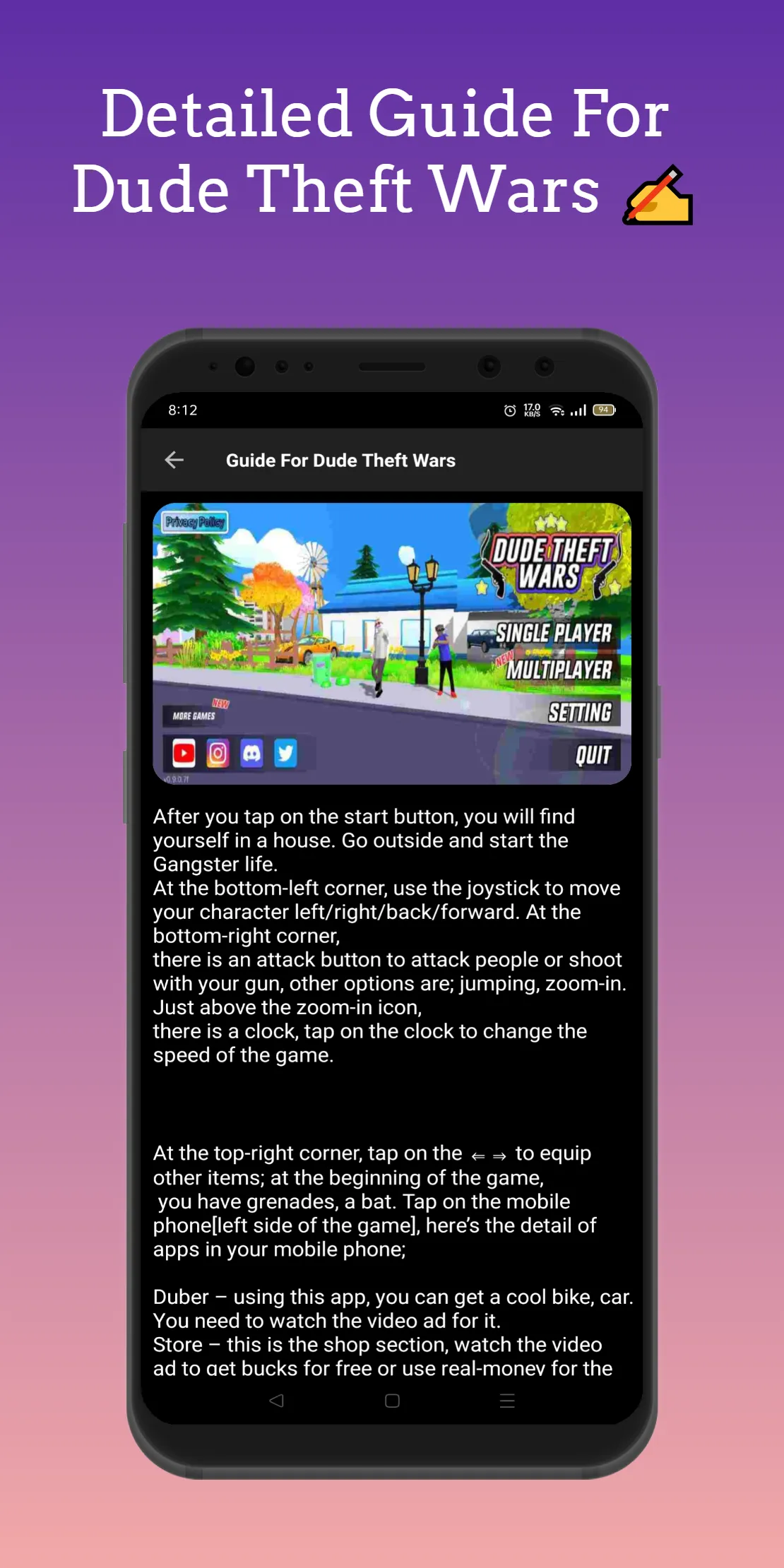 Dude Theft Wars, Cheat Codes | Indus Appstore | Screenshot