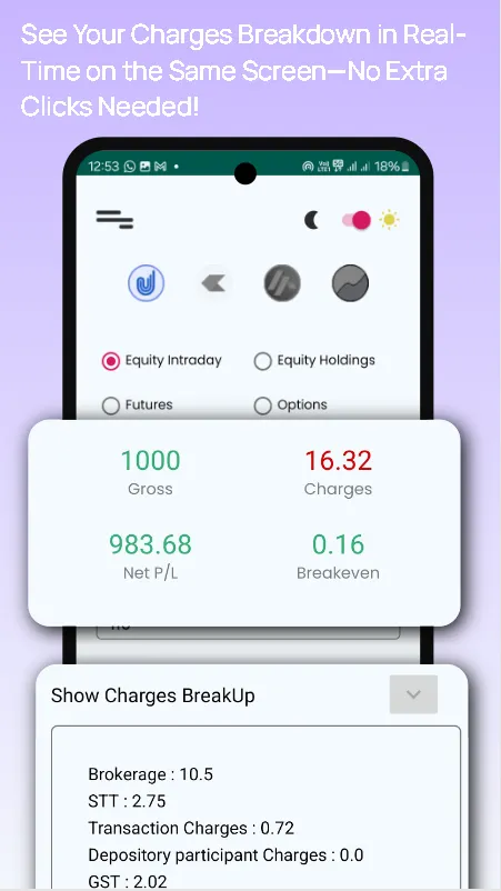 Brokerage Calc :Upstox Zerodha | Indus Appstore | Screenshot