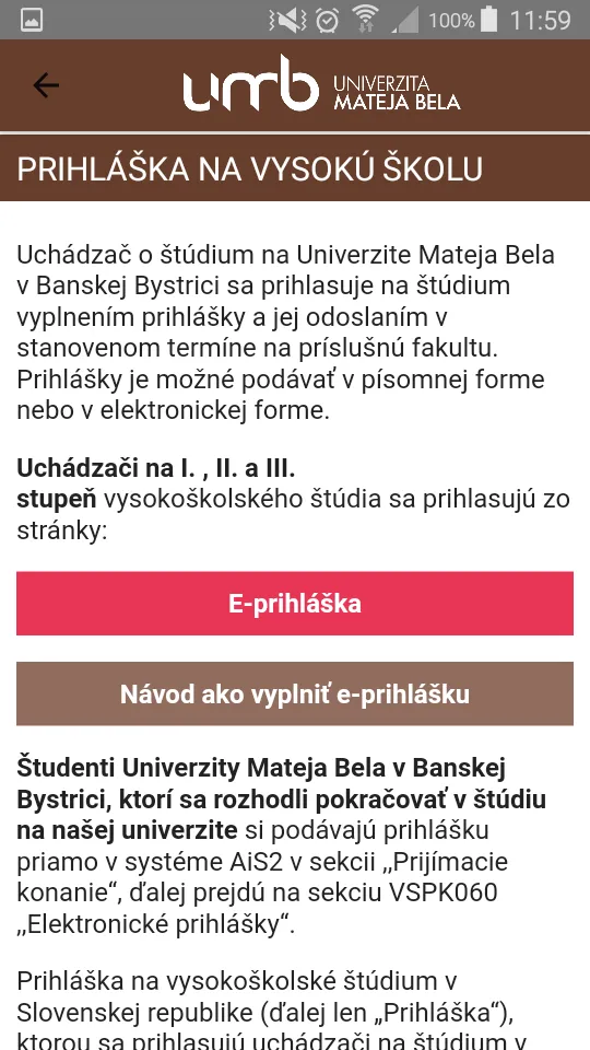 Univerzita Mateja Bela v Bansk | Indus Appstore | Screenshot