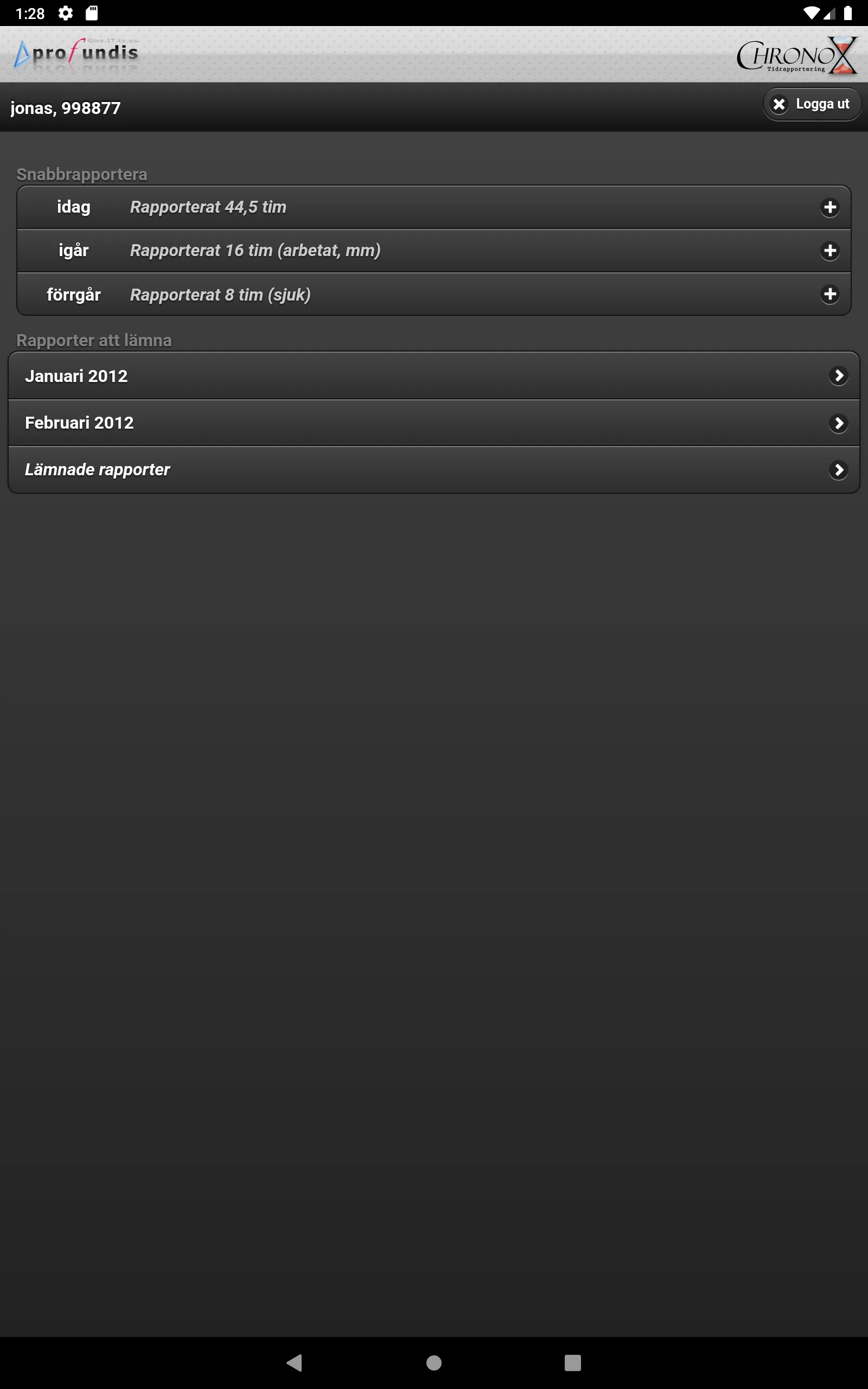 Chronox Tidrapportering | Indus Appstore | Screenshot