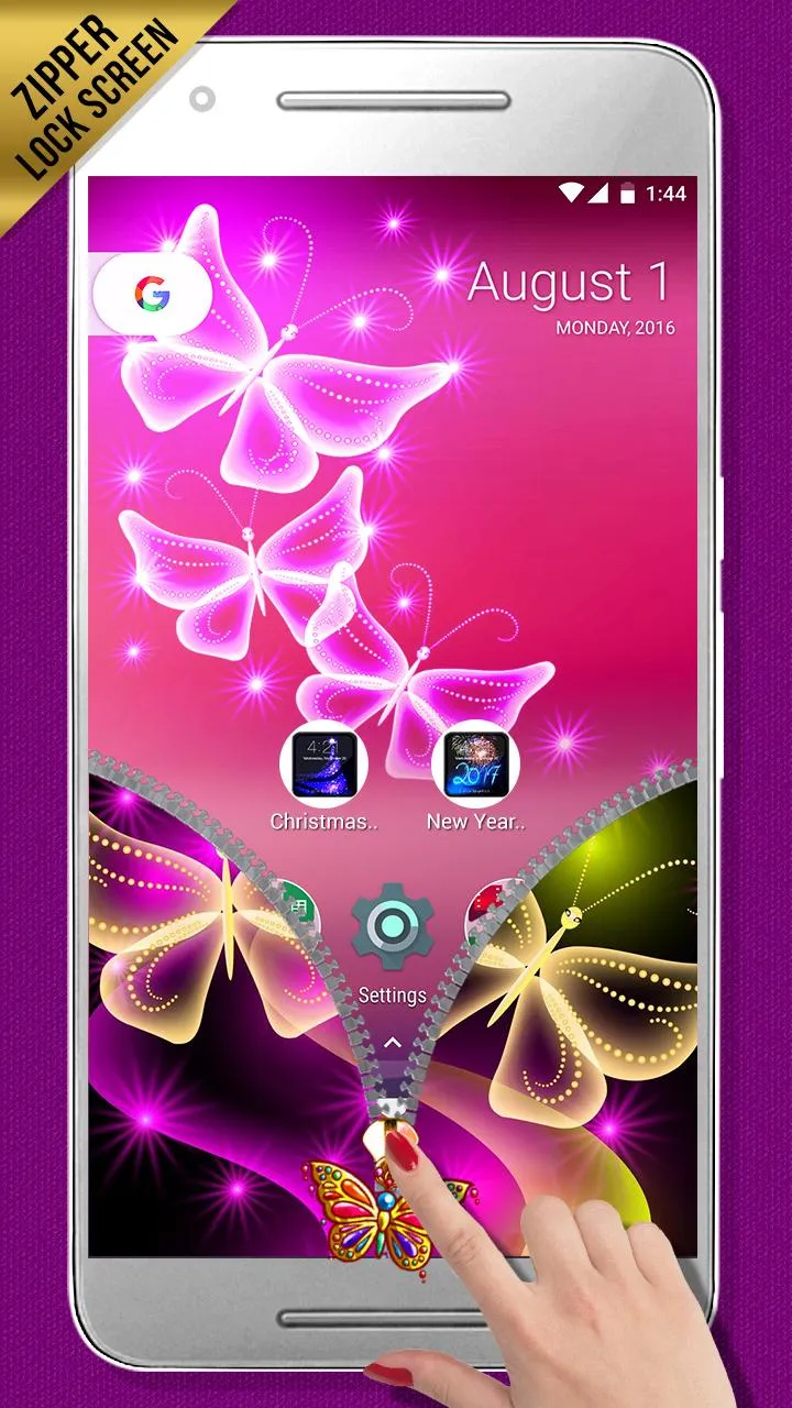 Butterfly Zipper Lock Screen | Indus Appstore | Screenshot