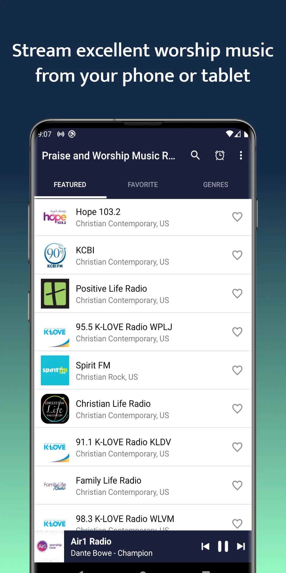 Praise and Worship Music Radio | Indus Appstore | Screenshot