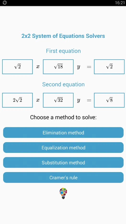 2x2 System of Equation Solvers | Indus Appstore | Screenshot