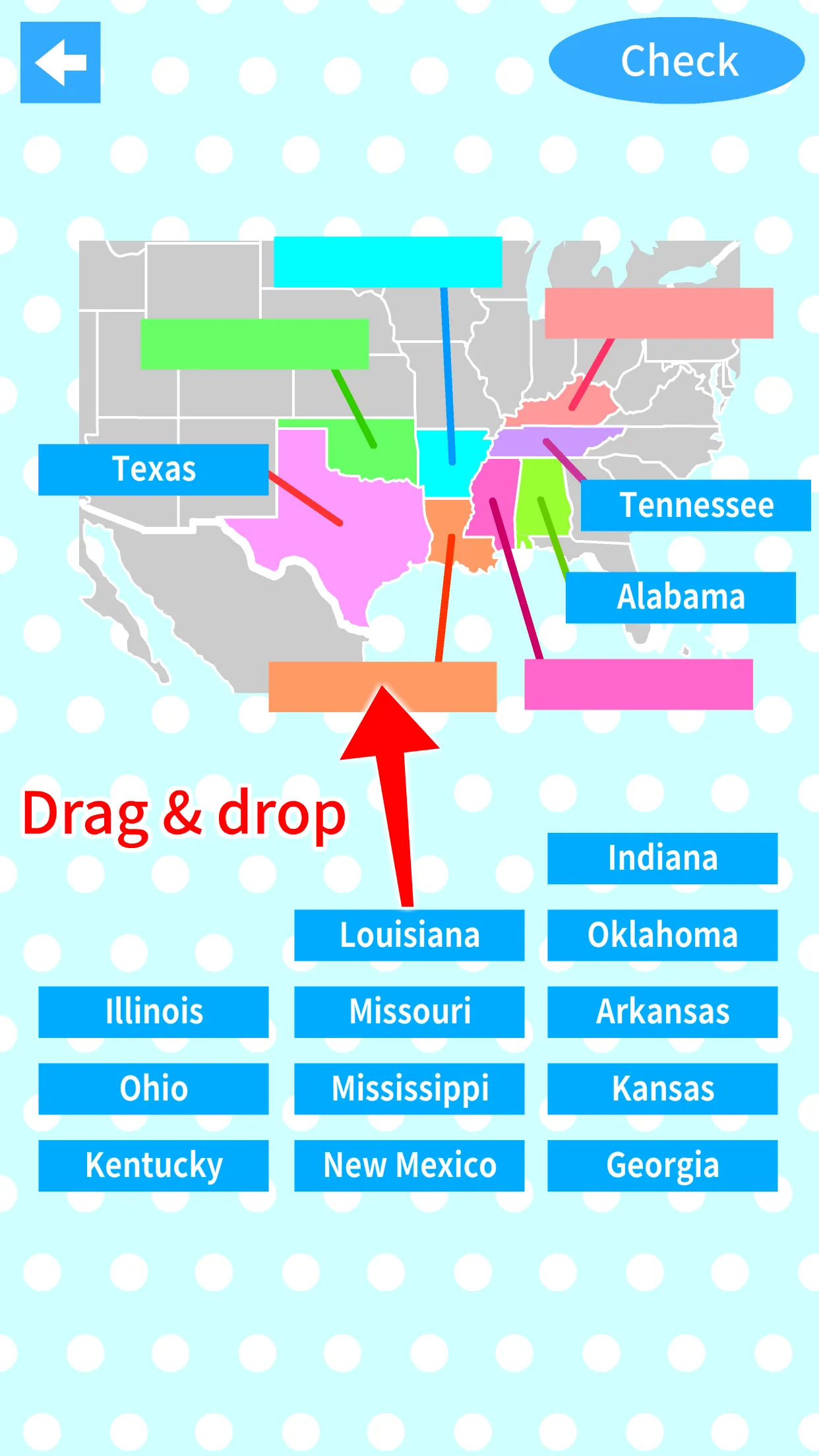 US States & Capitals Map Quiz | Indus Appstore | Screenshot