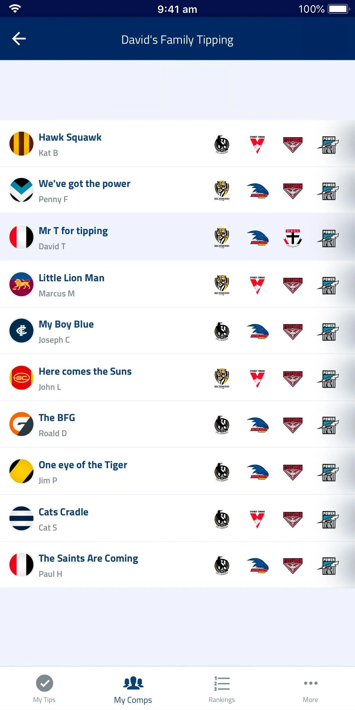 AFL Tipping | Indus Appstore | Screenshot