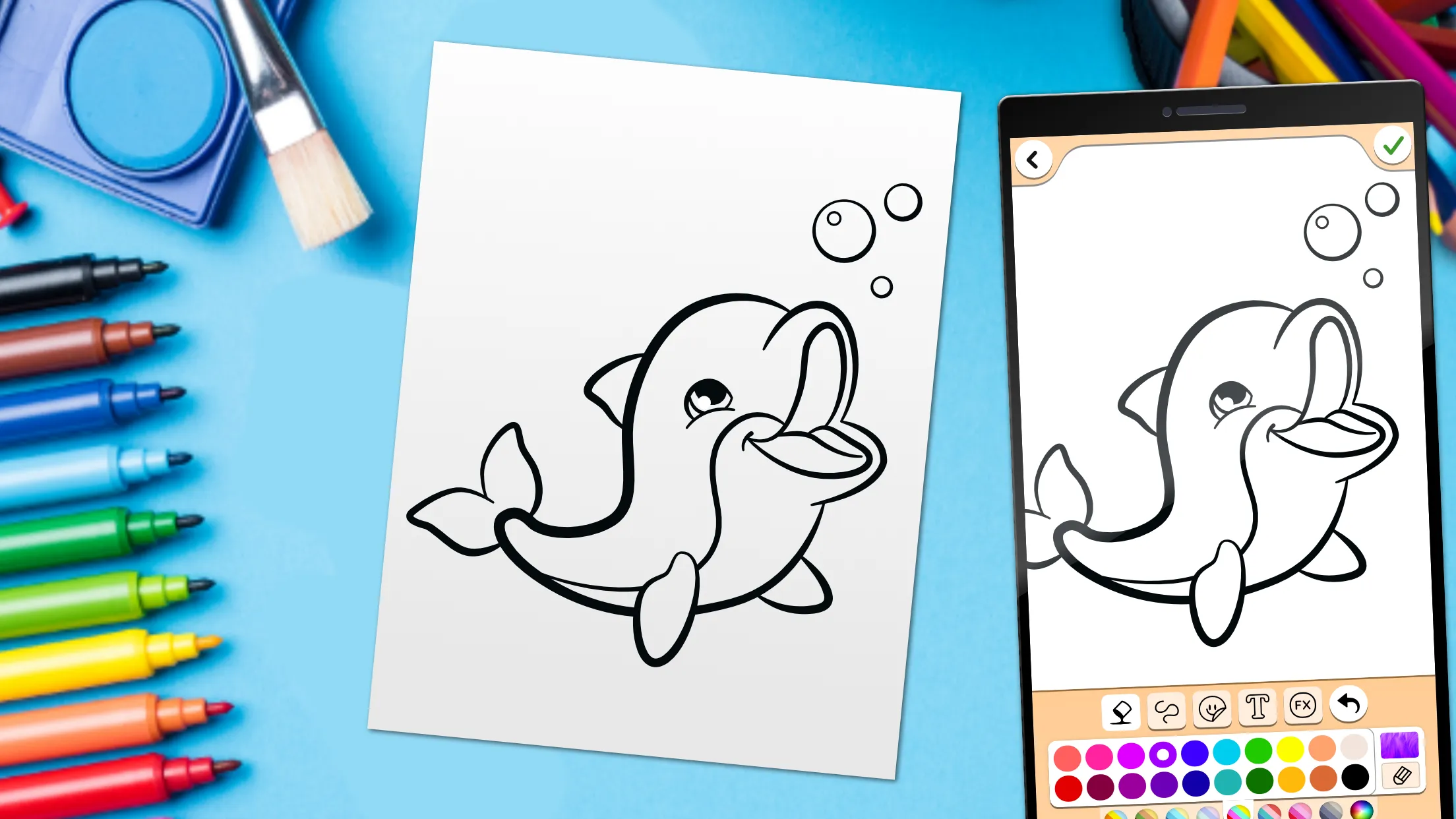 Dolphins coloring pages | Indus Appstore | Screenshot