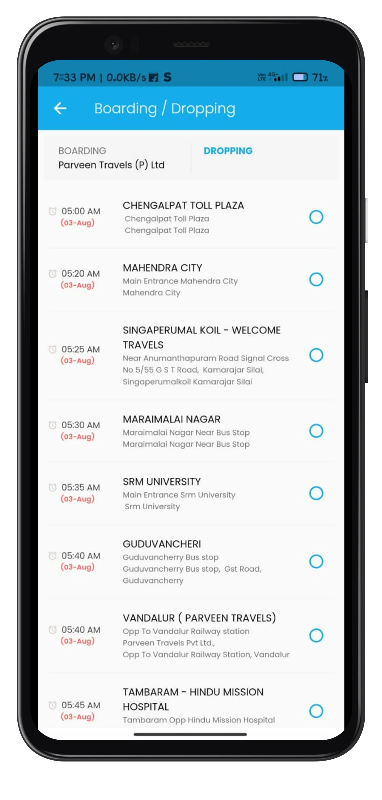 Parveen Travels | Indus Appstore | Screenshot