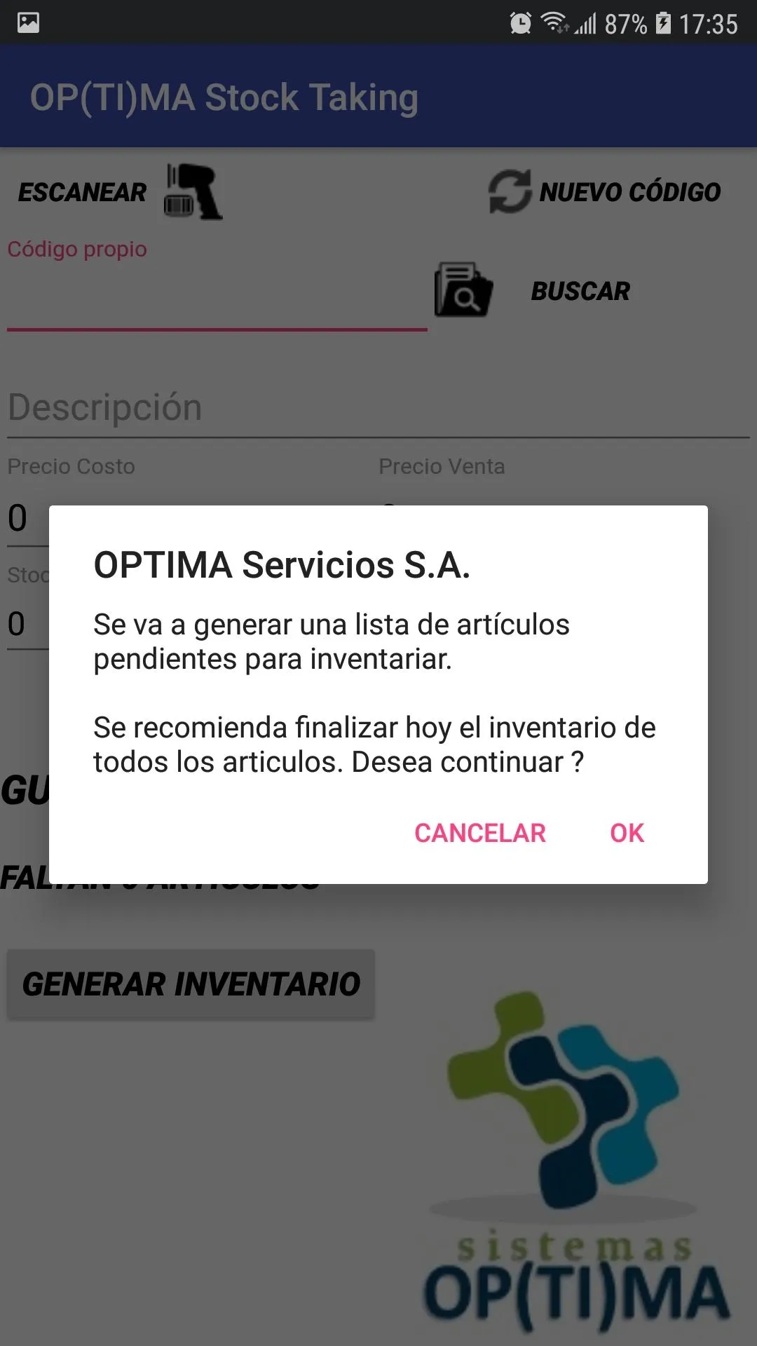 OP(TI)MA Inventarios | Indus Appstore | Screenshot