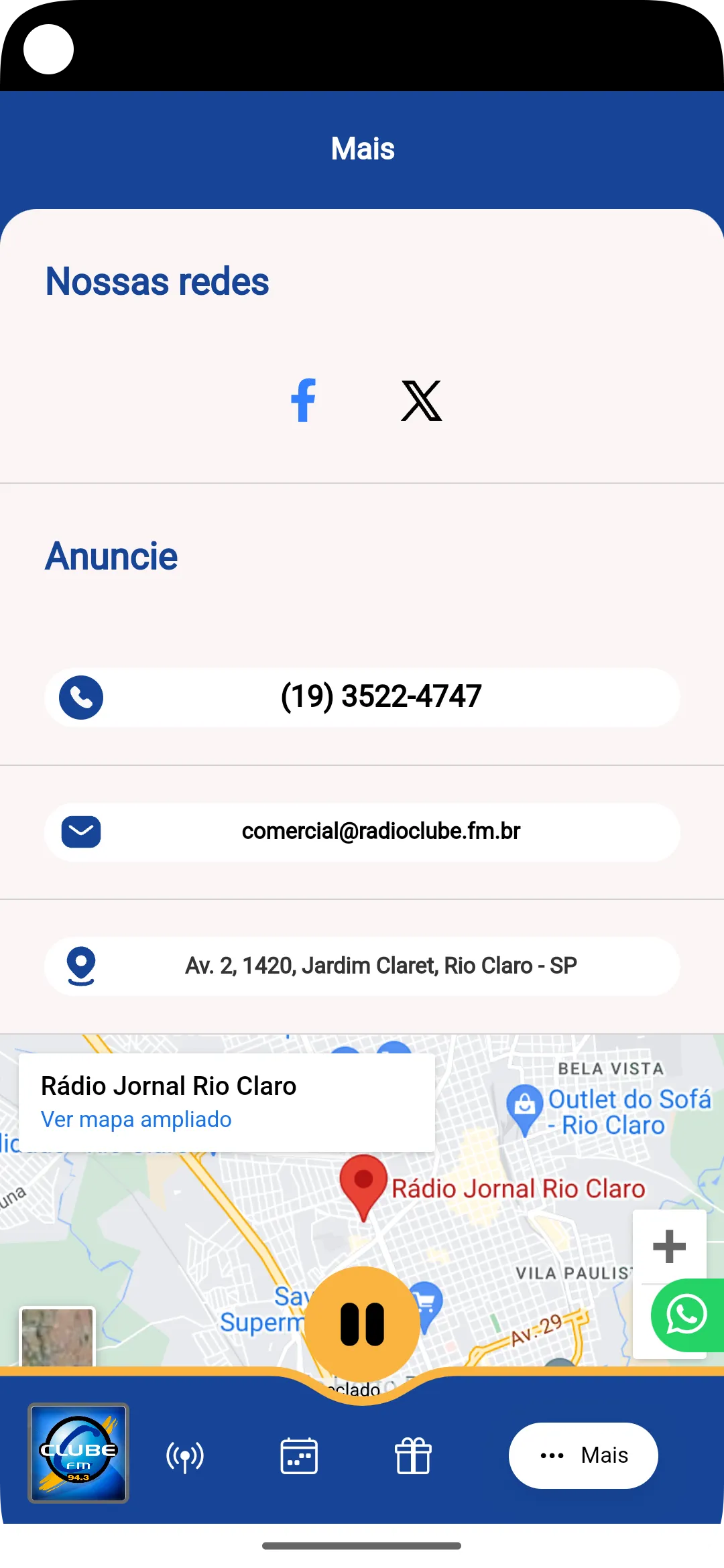 Clube FM Rio Claro | Indus Appstore | Screenshot