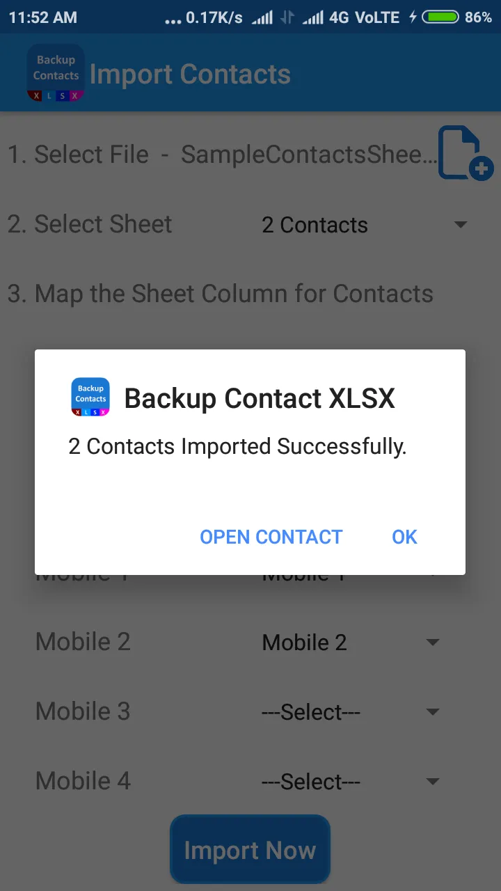 Backup Contact To XLSX ( Impor | Indus Appstore | Screenshot