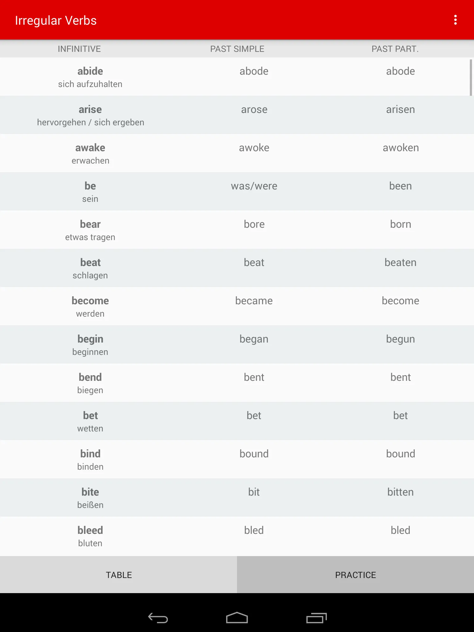 Irregular Verbs EnglishGrammar | Indus Appstore | Screenshot