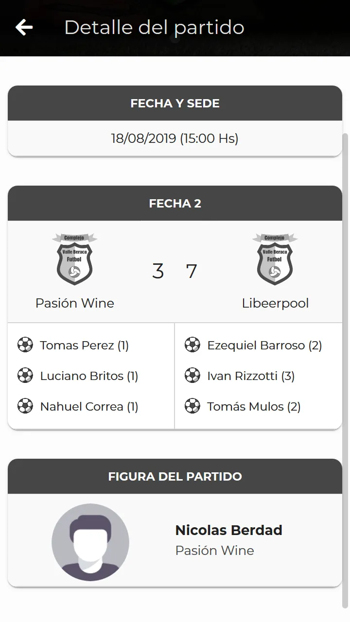 Copa Complejo Valle Beraca | Indus Appstore | Screenshot