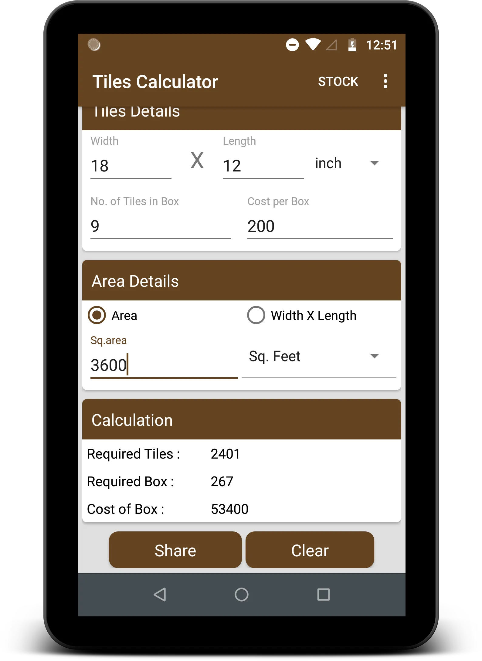 Tiles Calculator | Indus Appstore | Screenshot