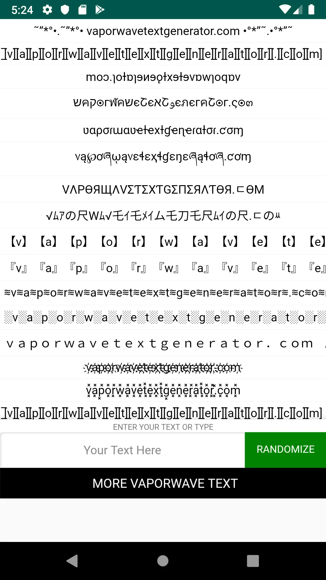 Vaporwave Text Generator | Indus Appstore | Screenshot