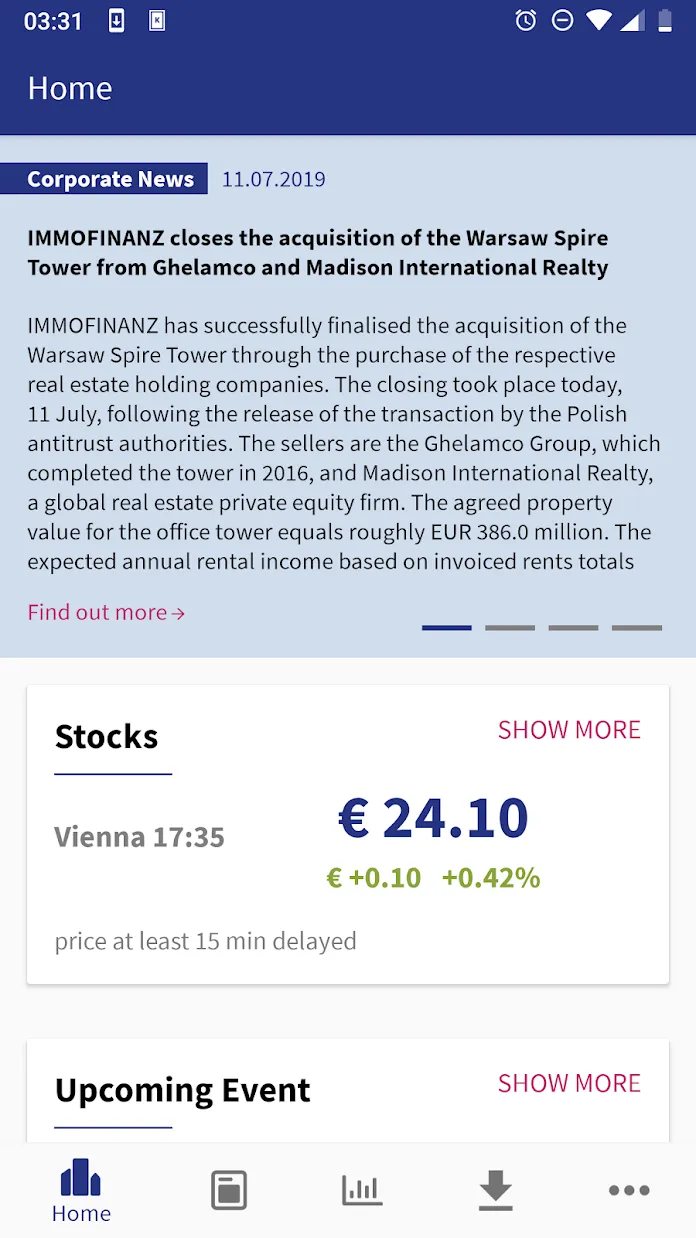 Immofinanz Investor Relations | Indus Appstore | Screenshot