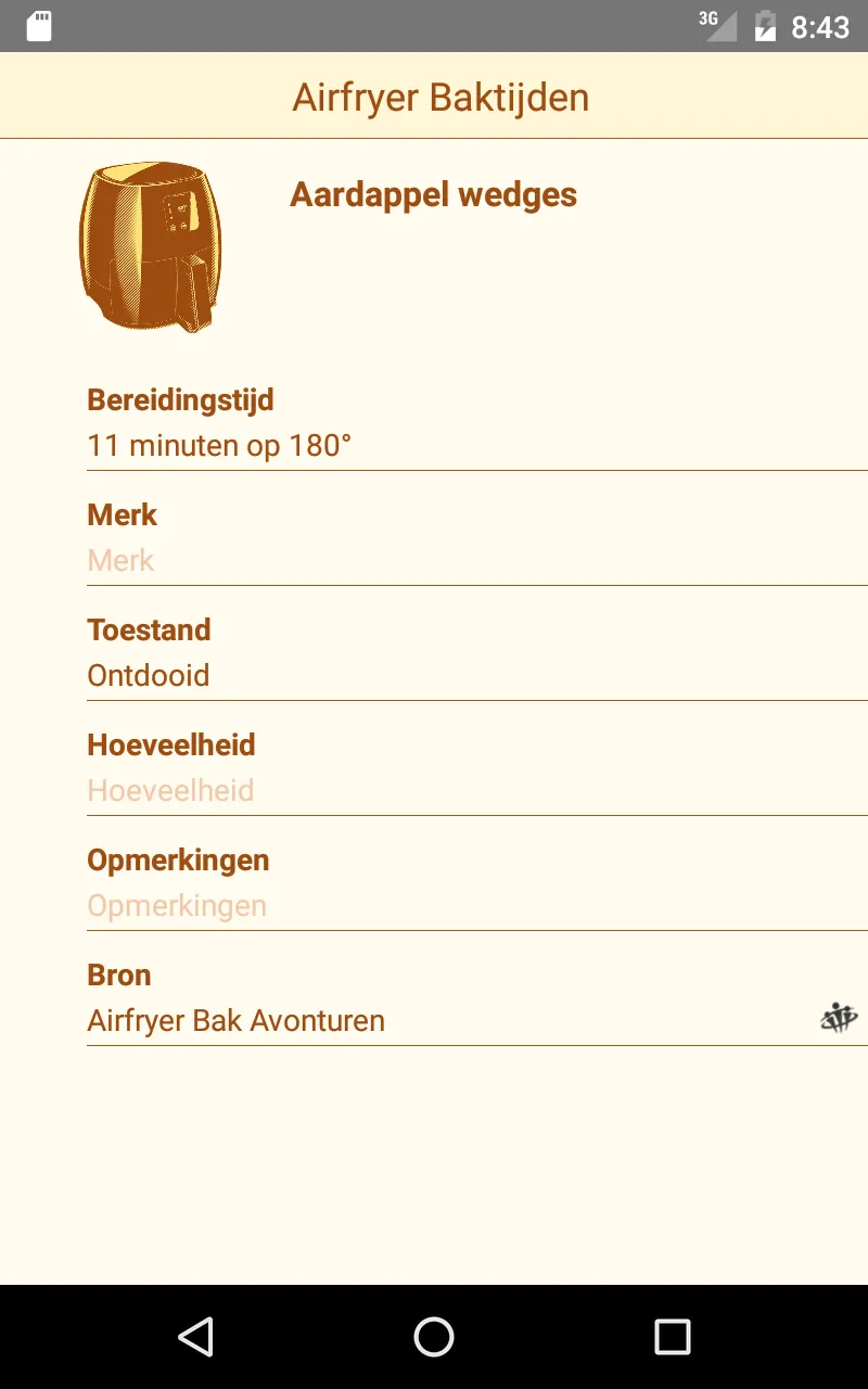 Airfryer Baktijden | Indus Appstore | Screenshot