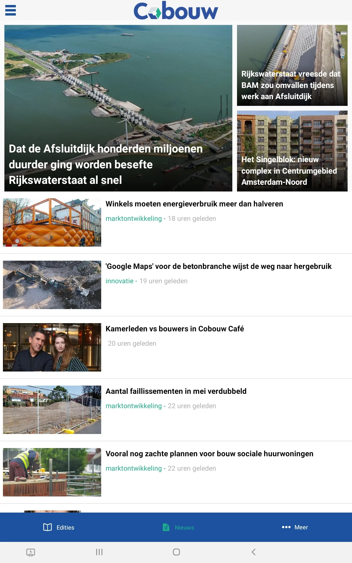 Cobouw nieuws en Bouwberichten | Indus Appstore | Screenshot