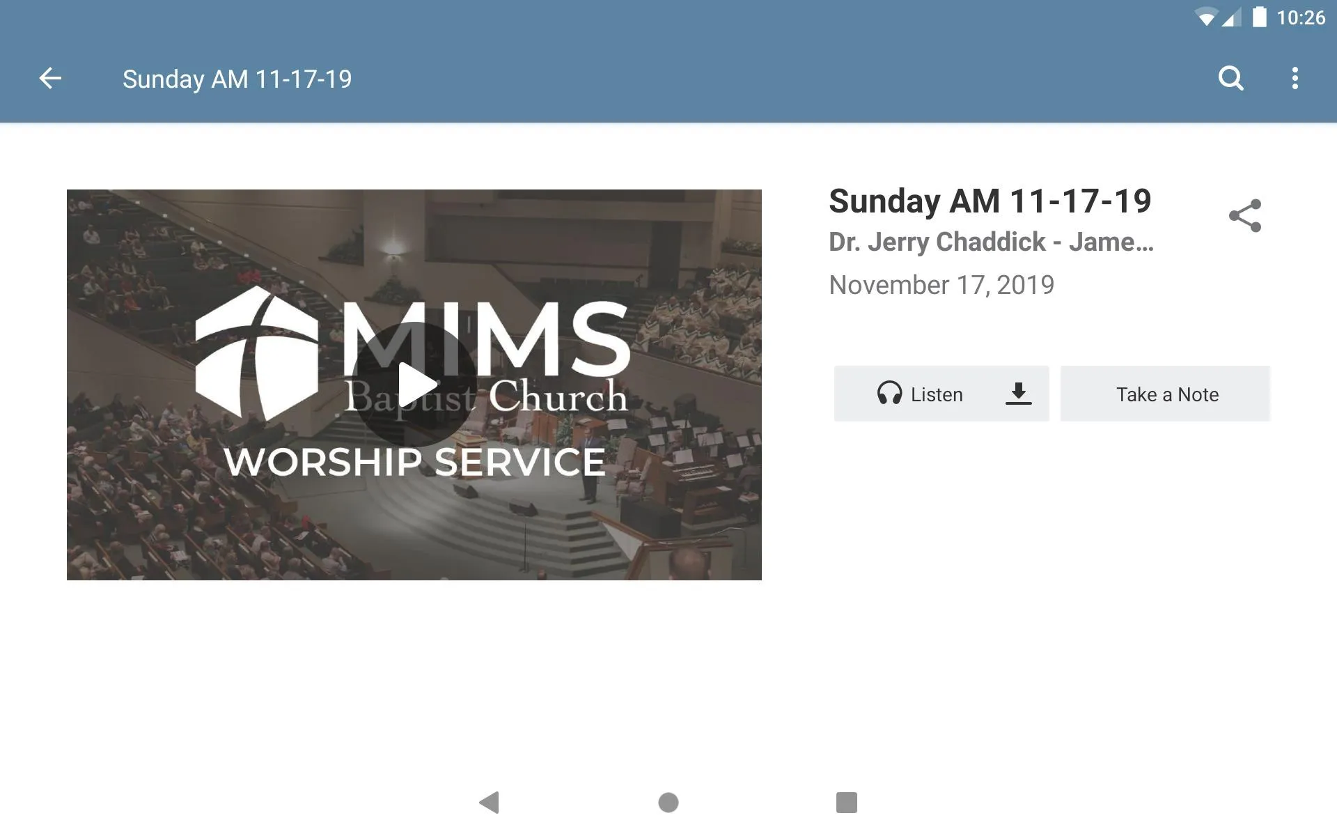 Mims Baptist Church | Indus Appstore | Screenshot