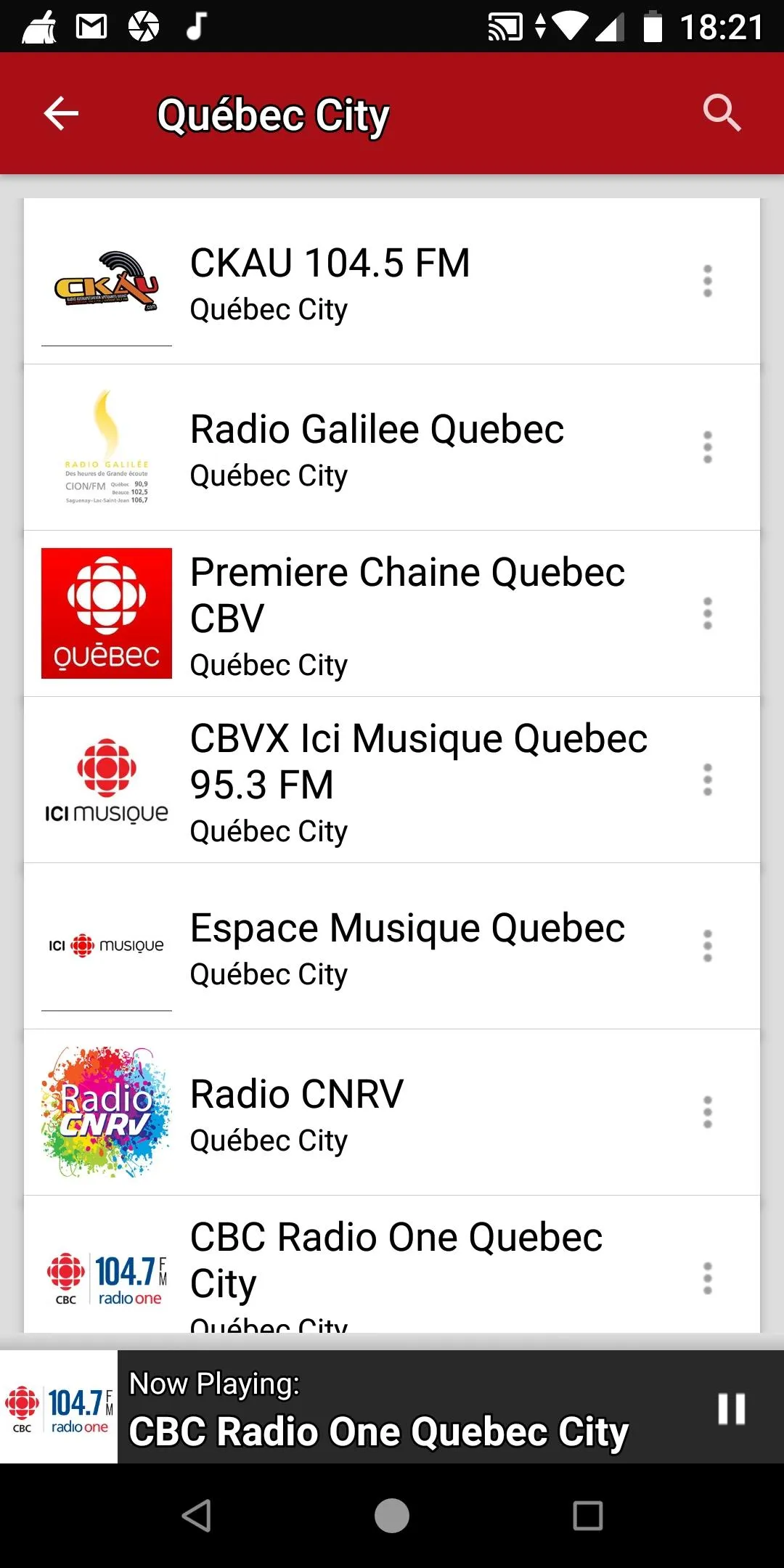 Quebec City Radio Stations | Indus Appstore | Screenshot