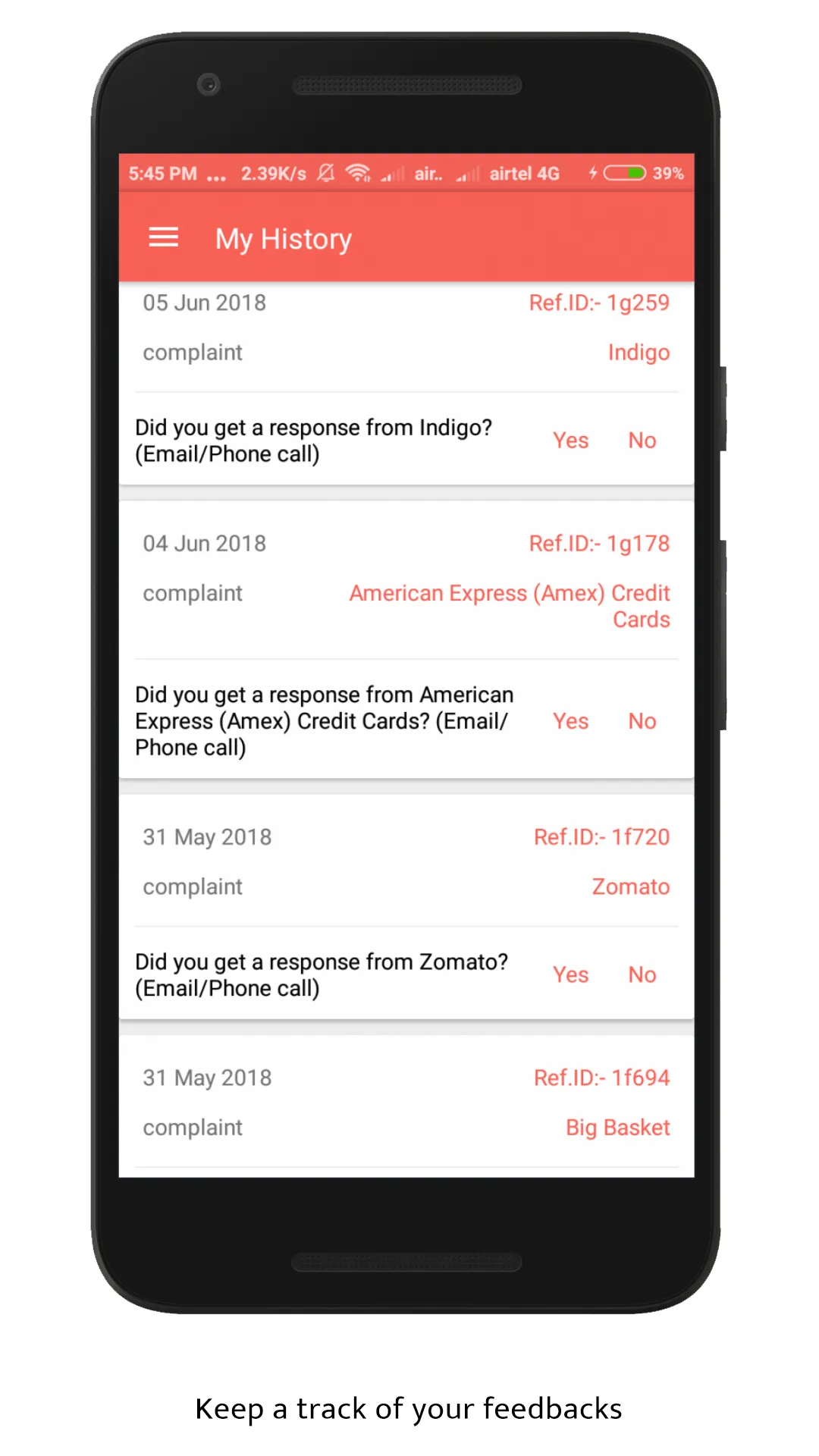 SpeakUp | Consumer complaints | Indus Appstore | Screenshot