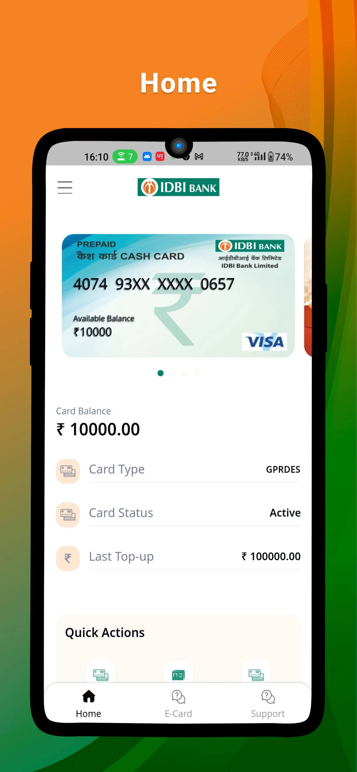 IDBI Prepaid Card | Indus Appstore | Screenshot