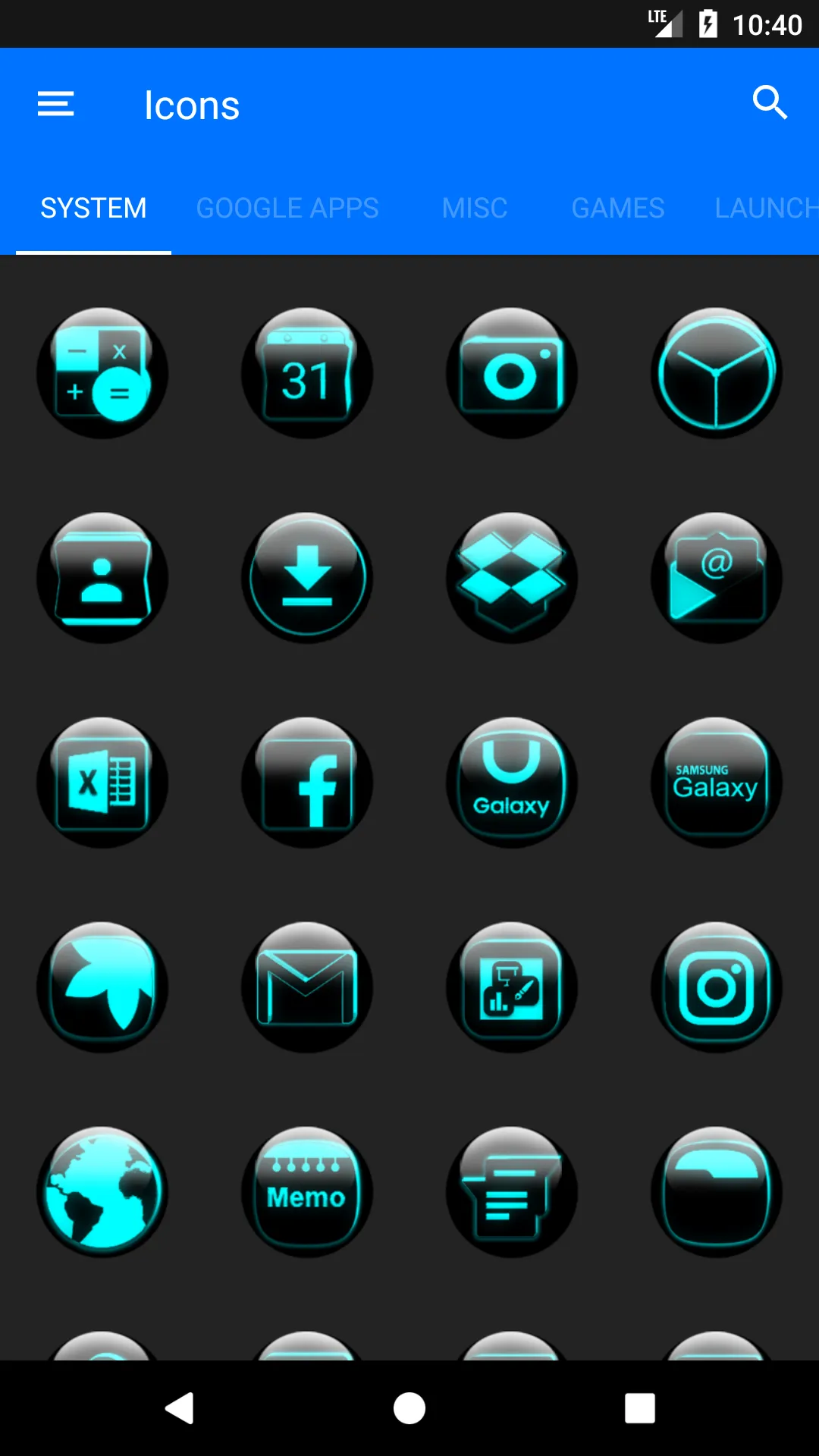 Cyan Glass Orb Icon Pack | Indus Appstore | Screenshot