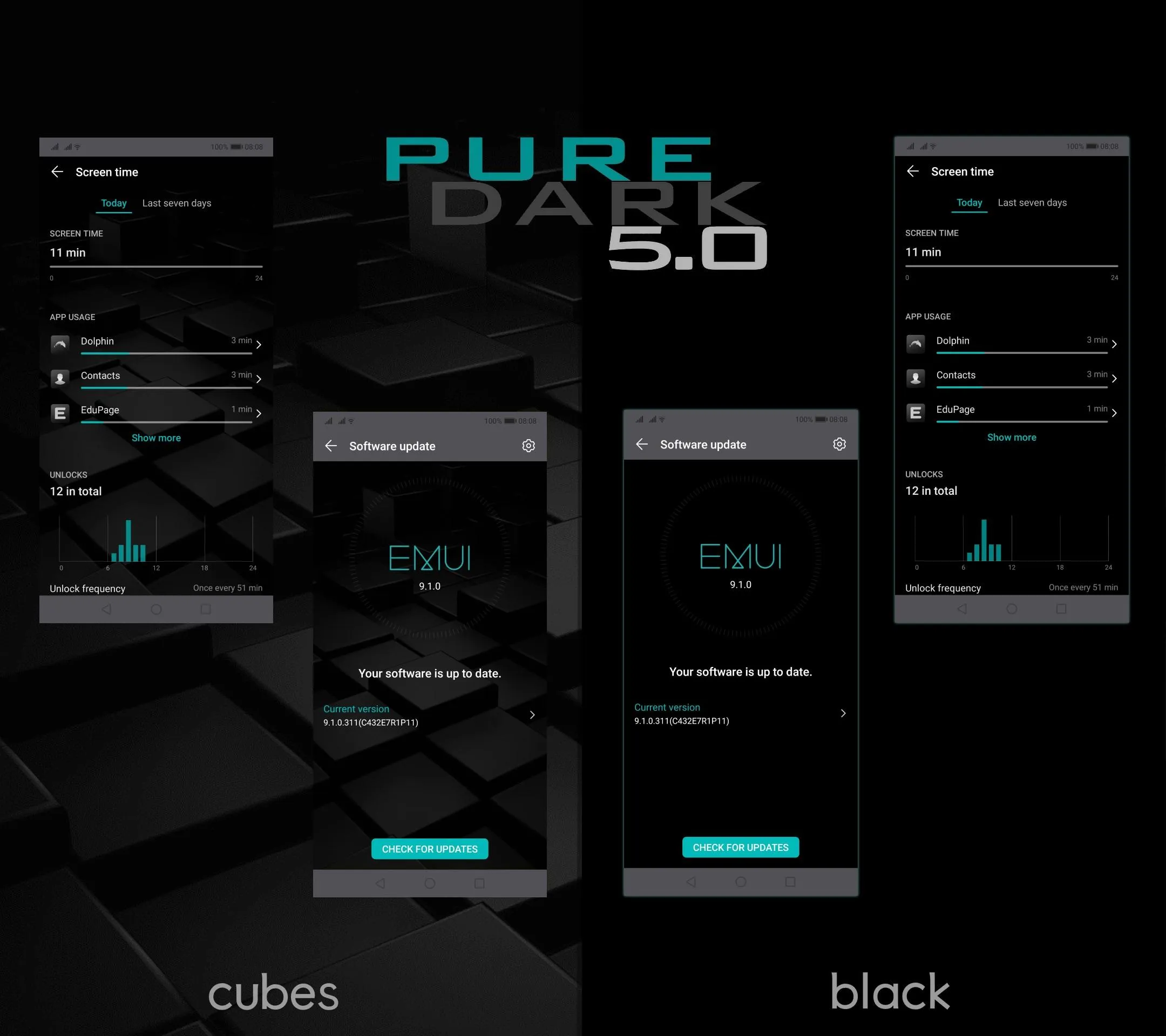 [EMUI 9.1]Pure Dark 5.0 Theme | Indus Appstore | Screenshot