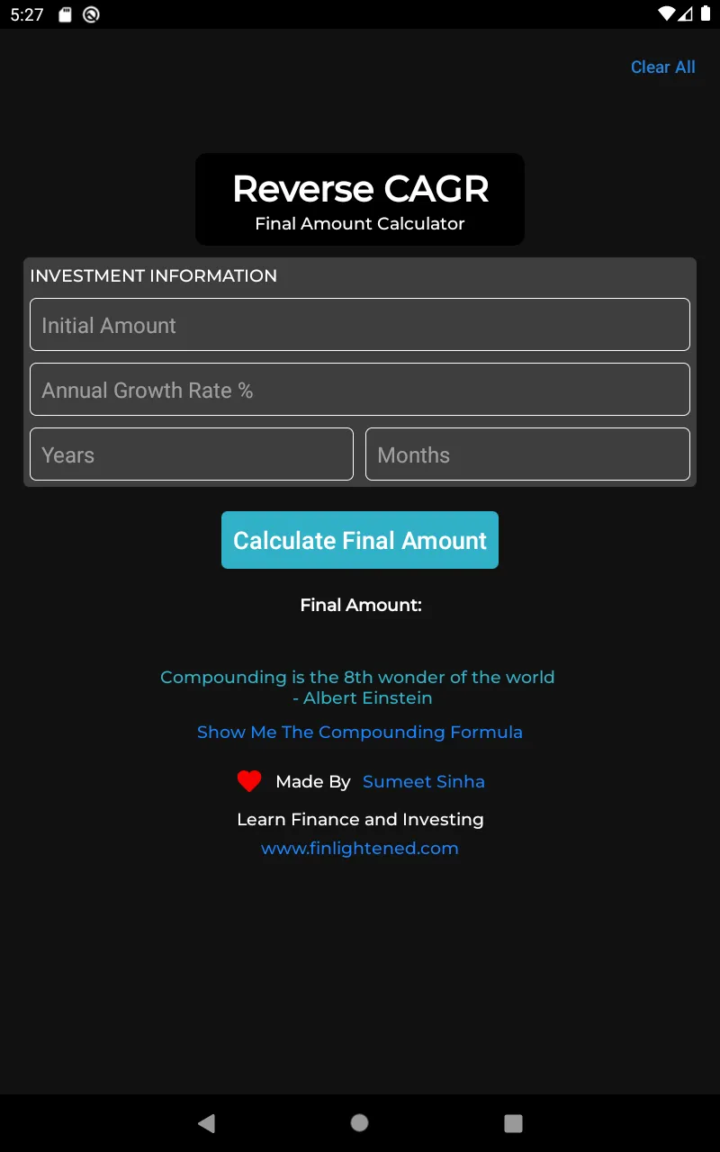 Reverse CAGR Calculator | Indus Appstore | Screenshot