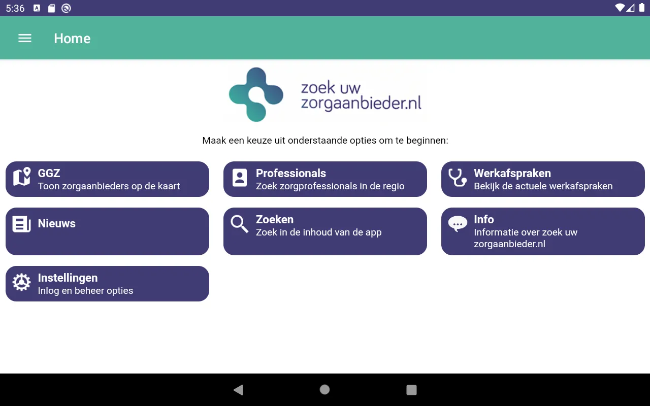 Zoek uw Zorgcollega WBR | Indus Appstore | Screenshot