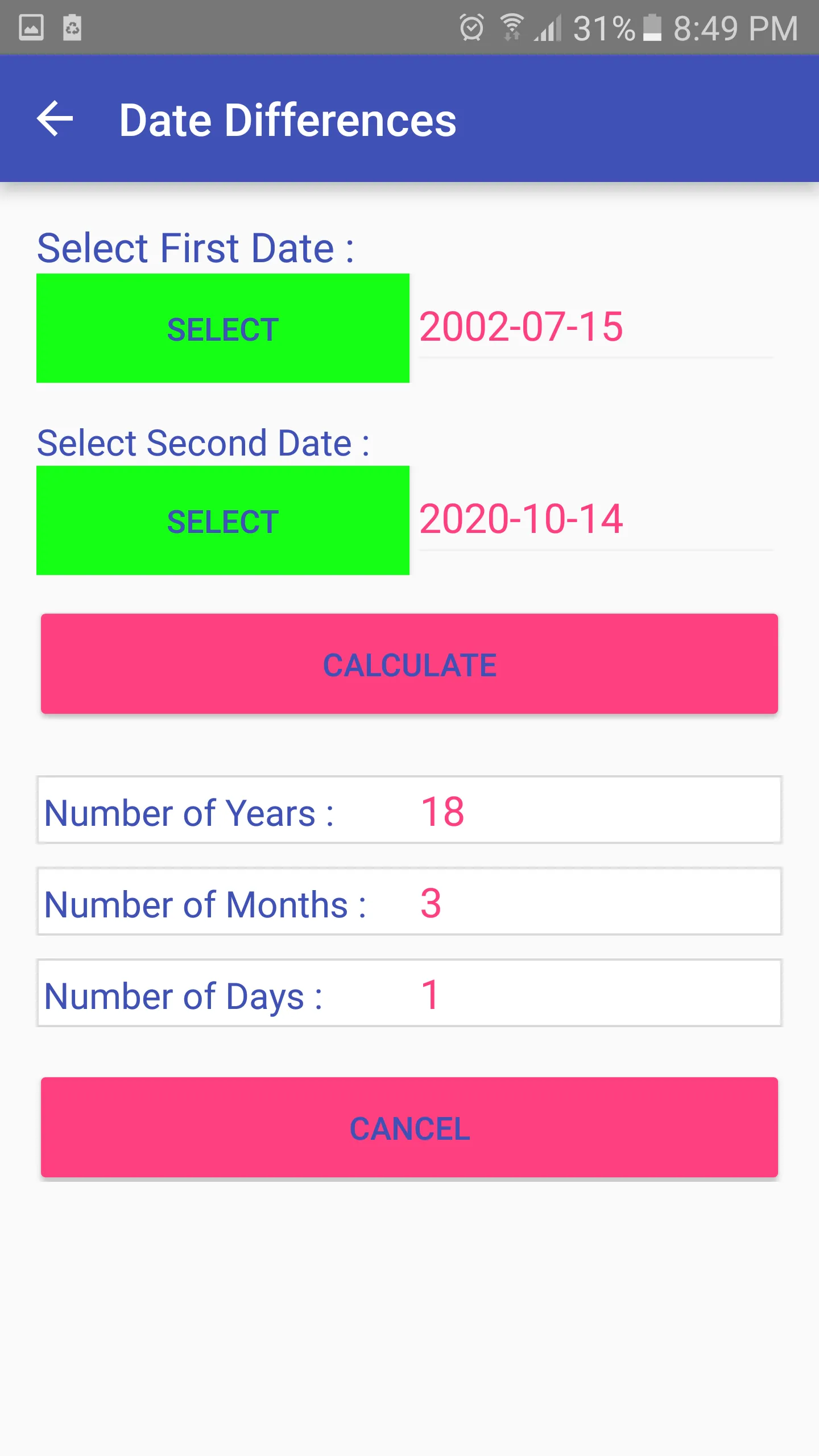 Date Calculator | Indus Appstore | Screenshot