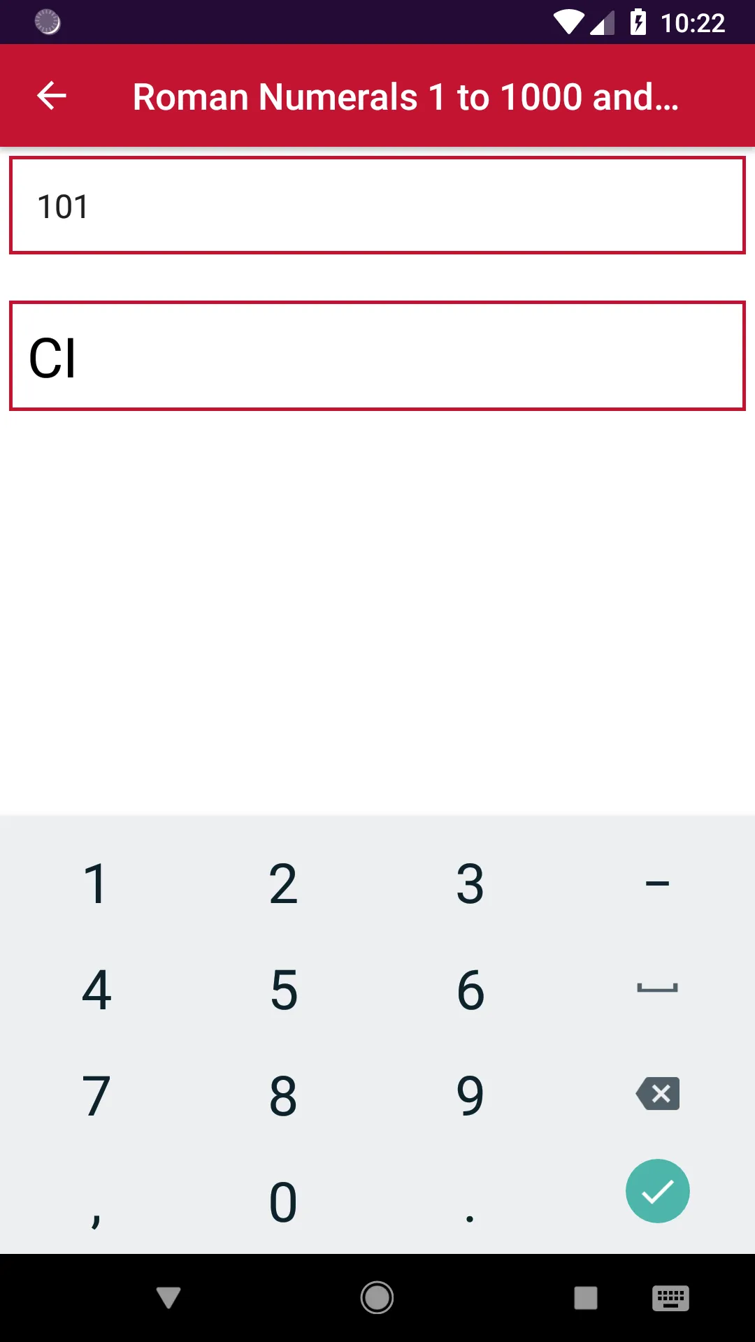 Roman Numerals 1 to 1000 and C | Indus Appstore | Screenshot