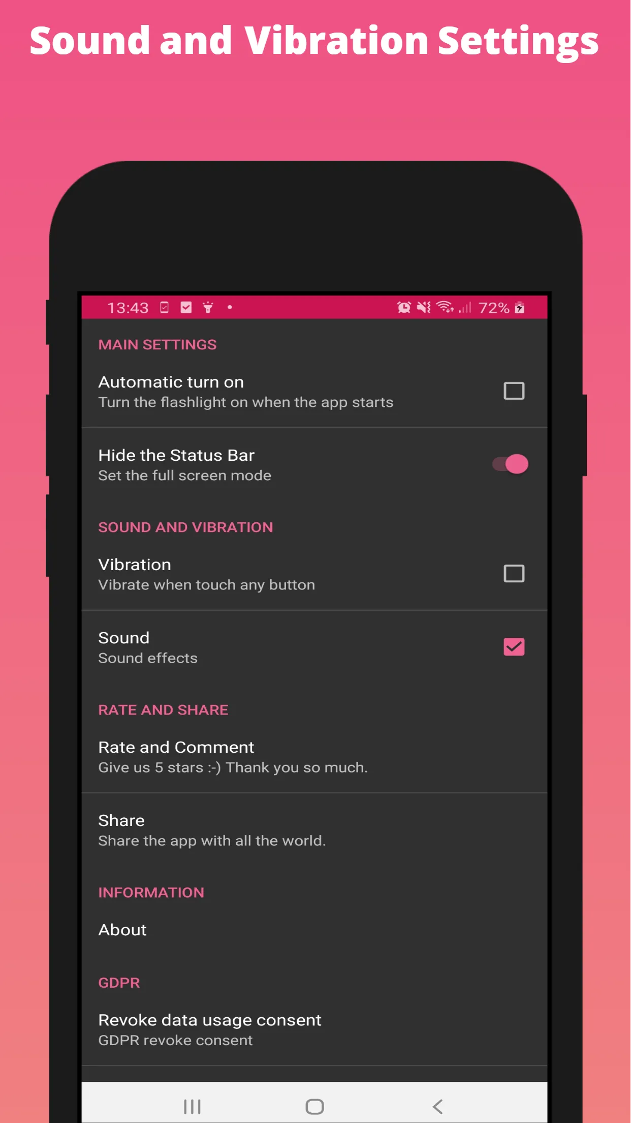 Flashlight Pink color | Indus Appstore | Screenshot