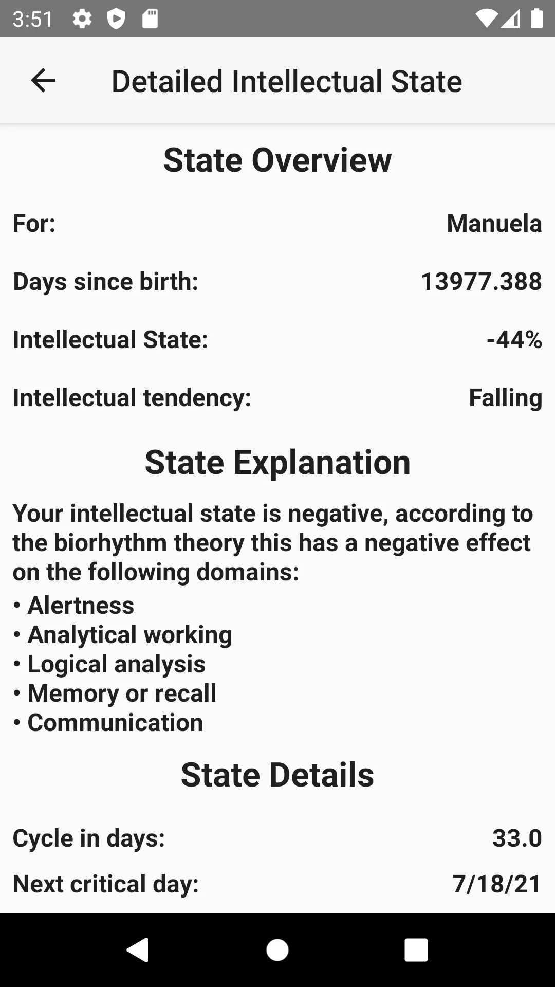 Biorhythm Calculator | Indus Appstore | Screenshot