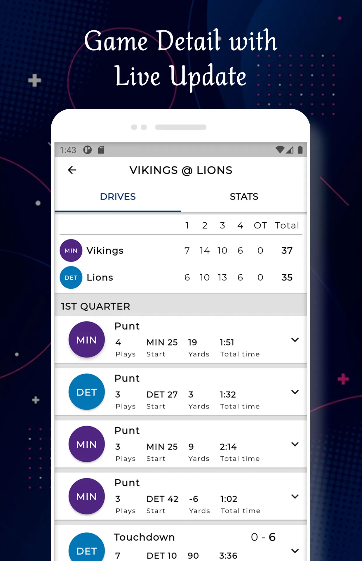 Minnesota - Football Livescore | Indus Appstore | Screenshot